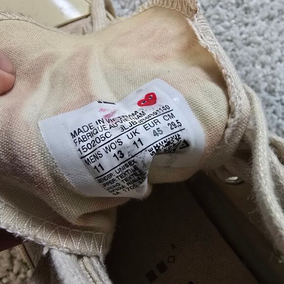 Comme Des Garcons X converse Artist Designer shoes Mens 11 Collab Rare - Picture 7 of 7